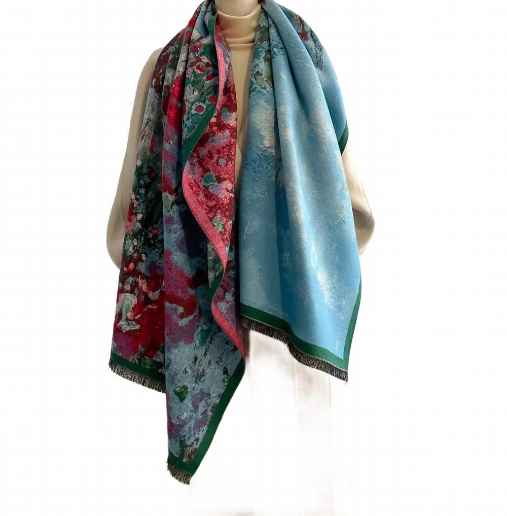 NEW WINDING RIVER women's stream reversible wrap in turquoise / red floral